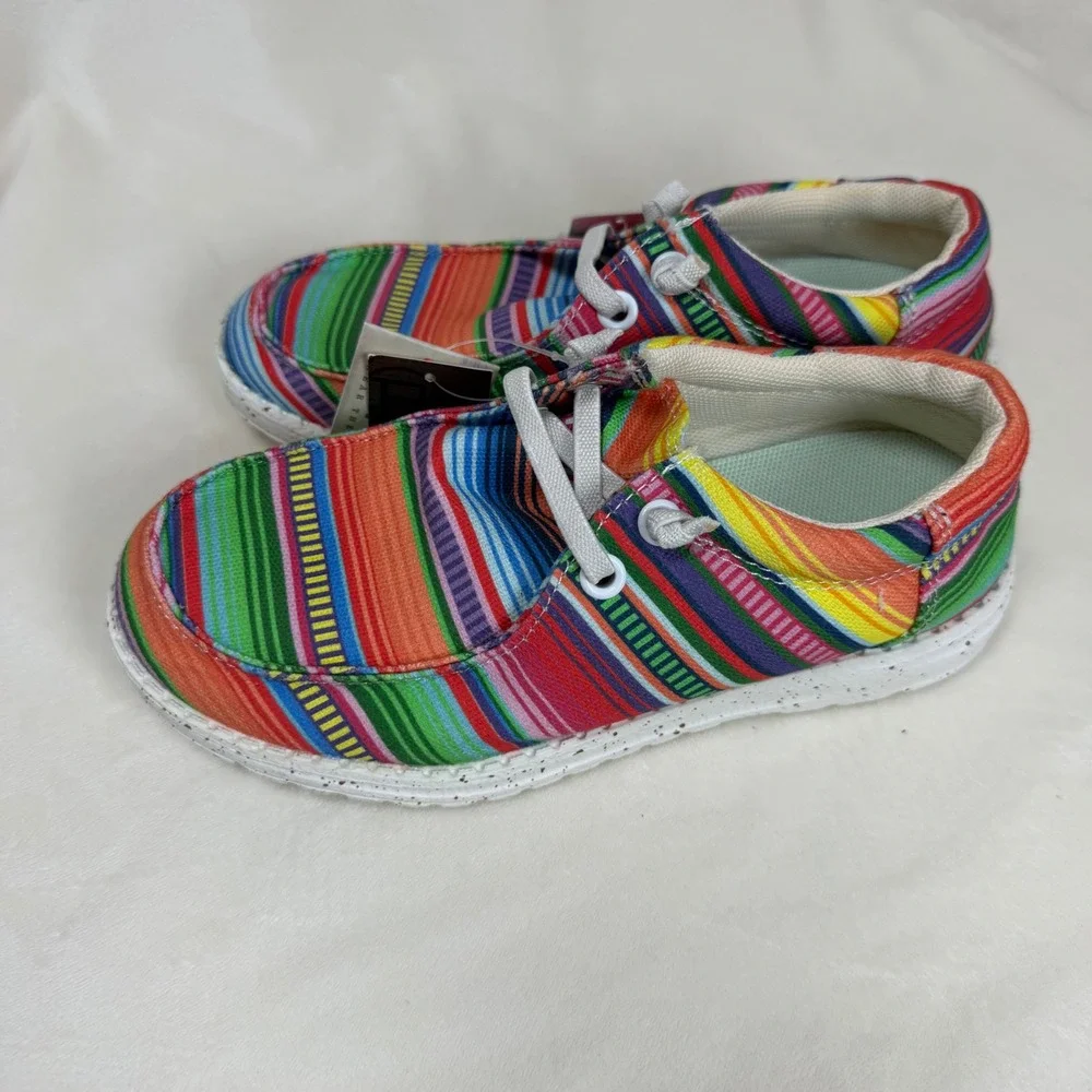 Roper Serape Chukka Shoes Kids Size 1 Multi Color Striped Moc Toe‎ Casual NEW